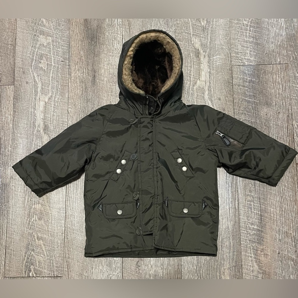 The Children's Place All Weather Snorkel Parka Jacket Olive Green - 12 Months